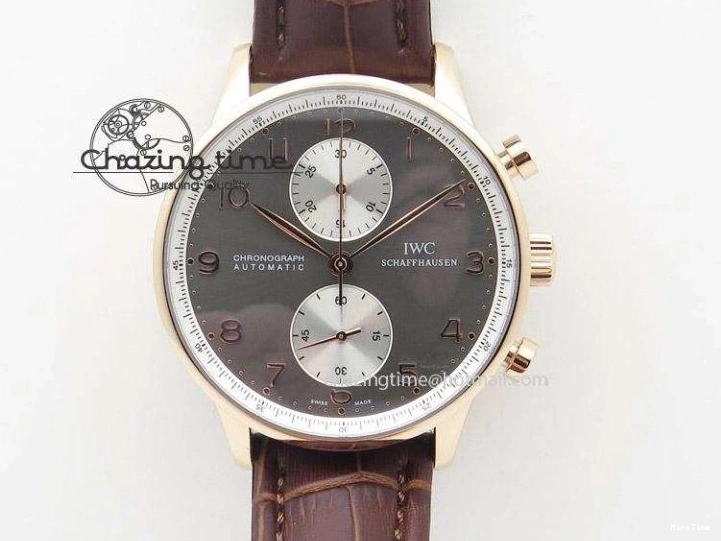 MIROTIME 0701 Lightweight Portuguese Tourbillon IW504602 SS ZF Best Edition Gray Dial on Brown Leather Strap 7177